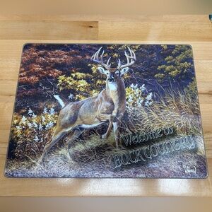 Buck Country Tempered Glass Cutting Board 12”x16”. Whitetail Deer Hunting.